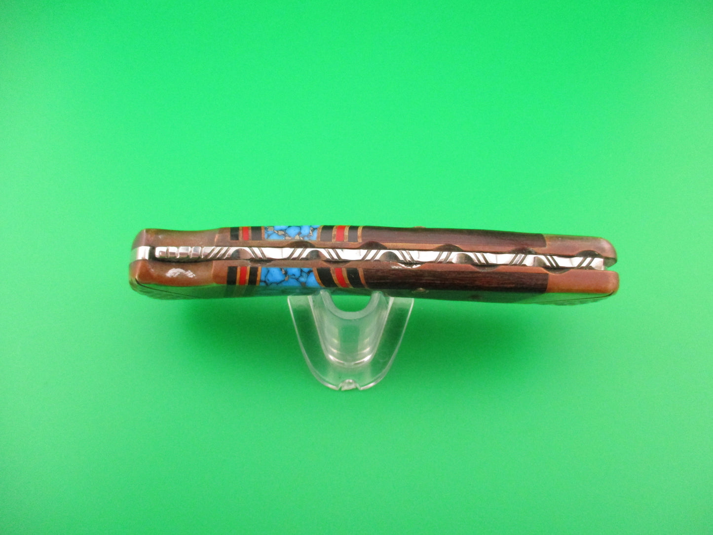 BUCK 110 BASH DANI SA Conversion Customized Navajo style Turquoise & Brass automatic knife