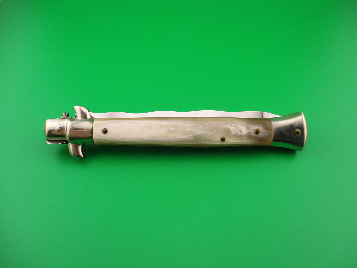 FRANK B ITALY 28cm Italian Picklock Stiletto Kris Honey & Cream Horn automatic knife