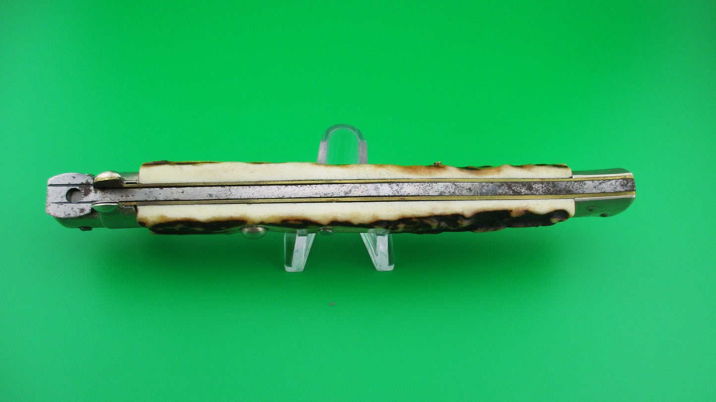 z 35MP INOX 33cm Italian Stiletto swivel bolster vintage Stag automatic knife