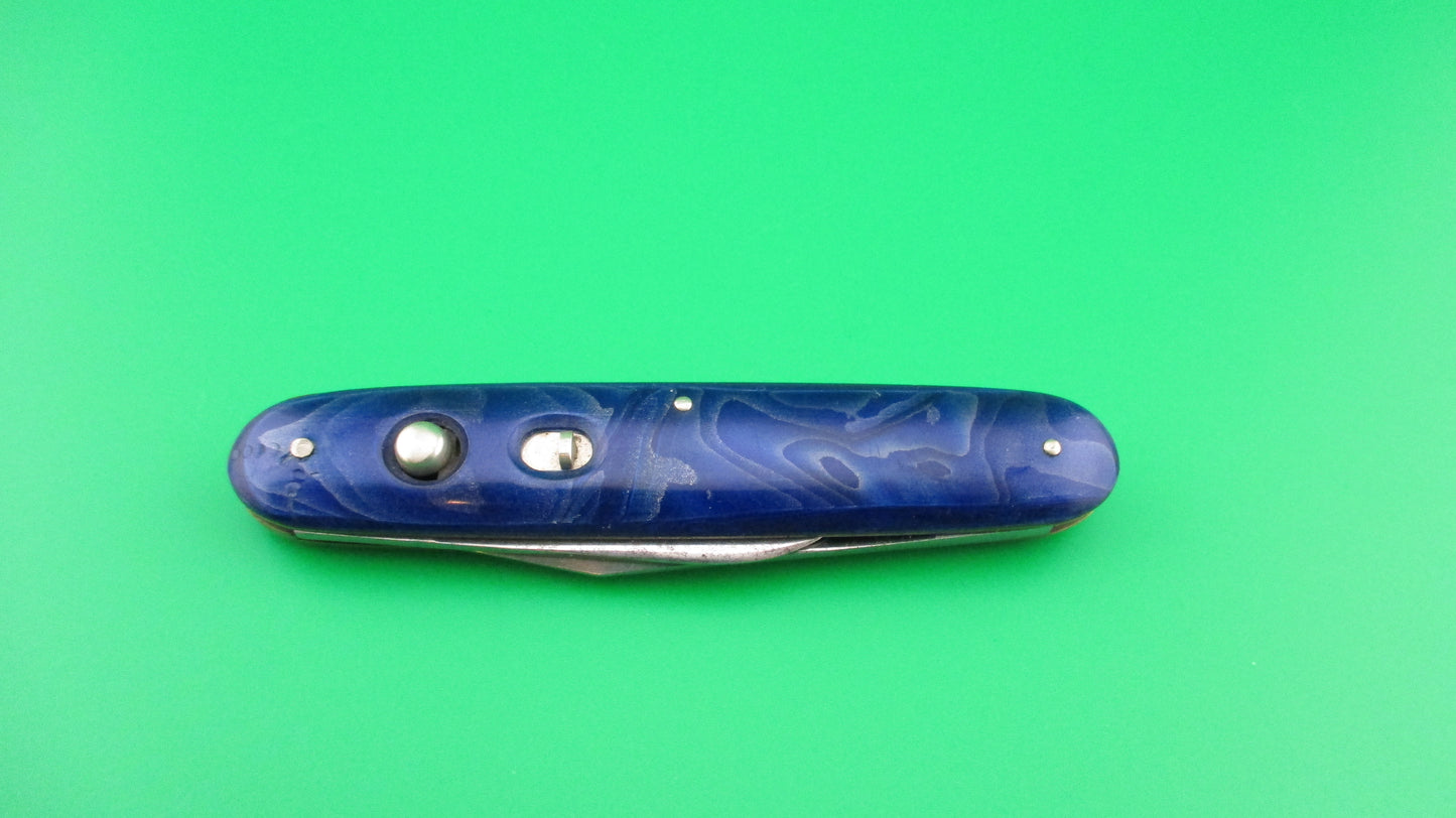 Z SCHRADE CUT CO Large Double Blue Waterfall celluloid switchblade