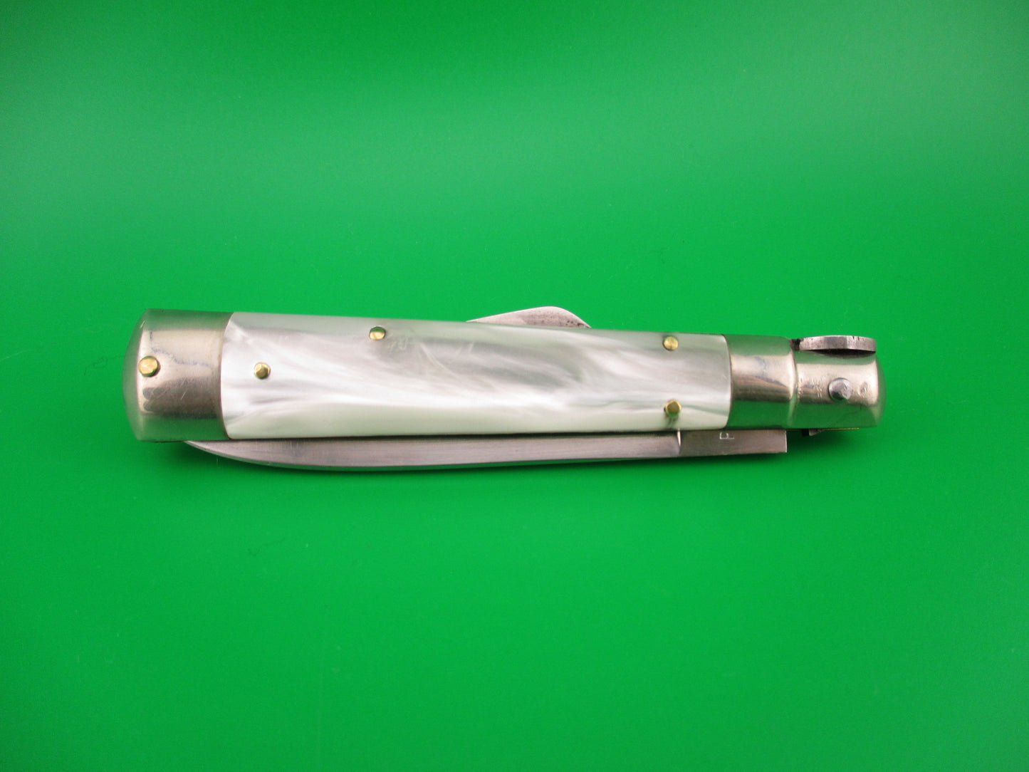 PATENT ROSTFREI KISSING CRANE 18cm Italian Humpback Coilspring Pearlex automatic knife