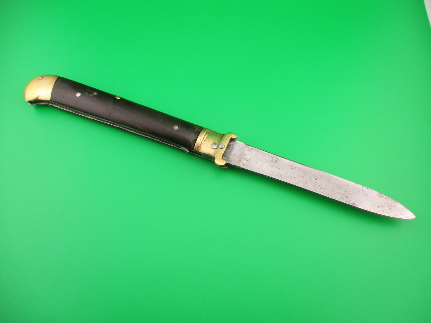 No 6 SHEFFIELD STEEL 28cm Indian Shell puller lever Brass & Horn automatic knife
