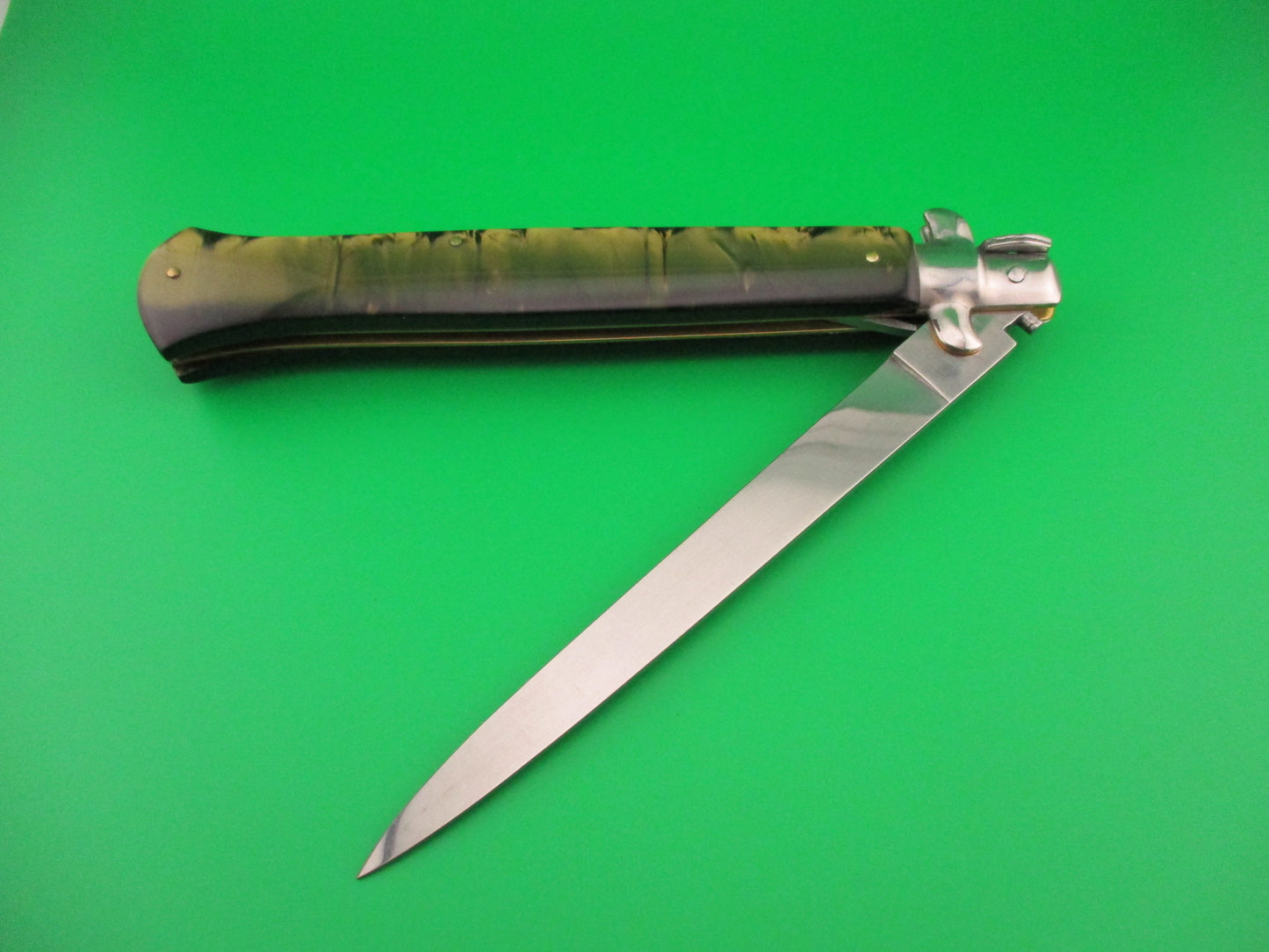 MADE IN ITALY 33cm Italian Chad Ruben Customized w Skull & Green Smoke Krinite automatic knife
