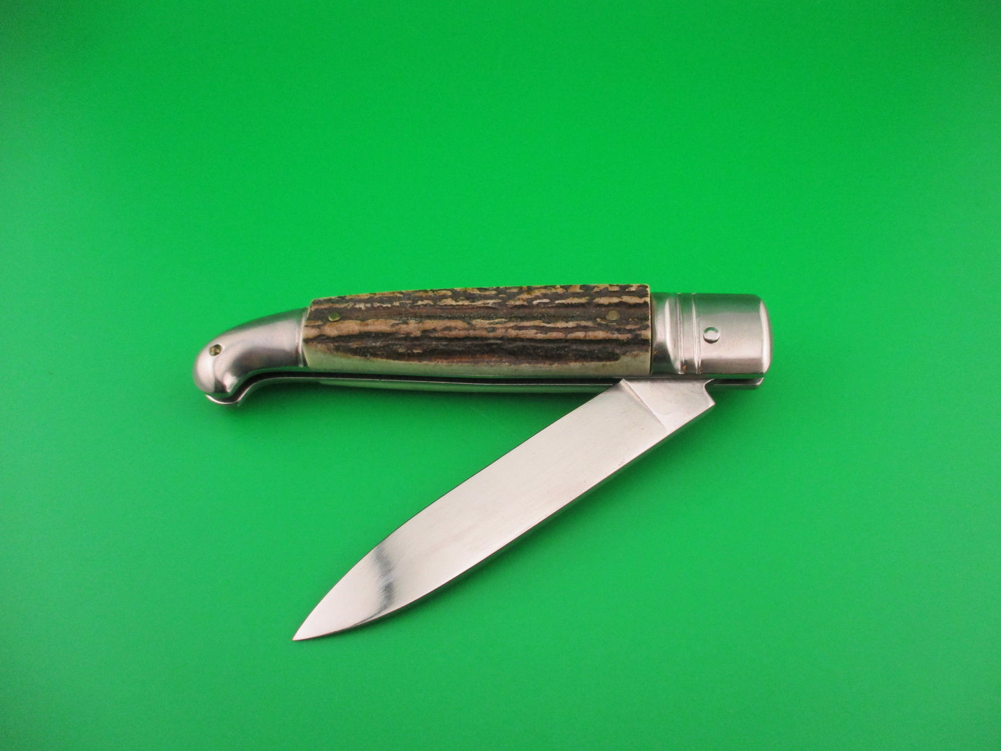 ROSTFREI Panther 20cm Italian Birds head lever automatic knife w Stag scales