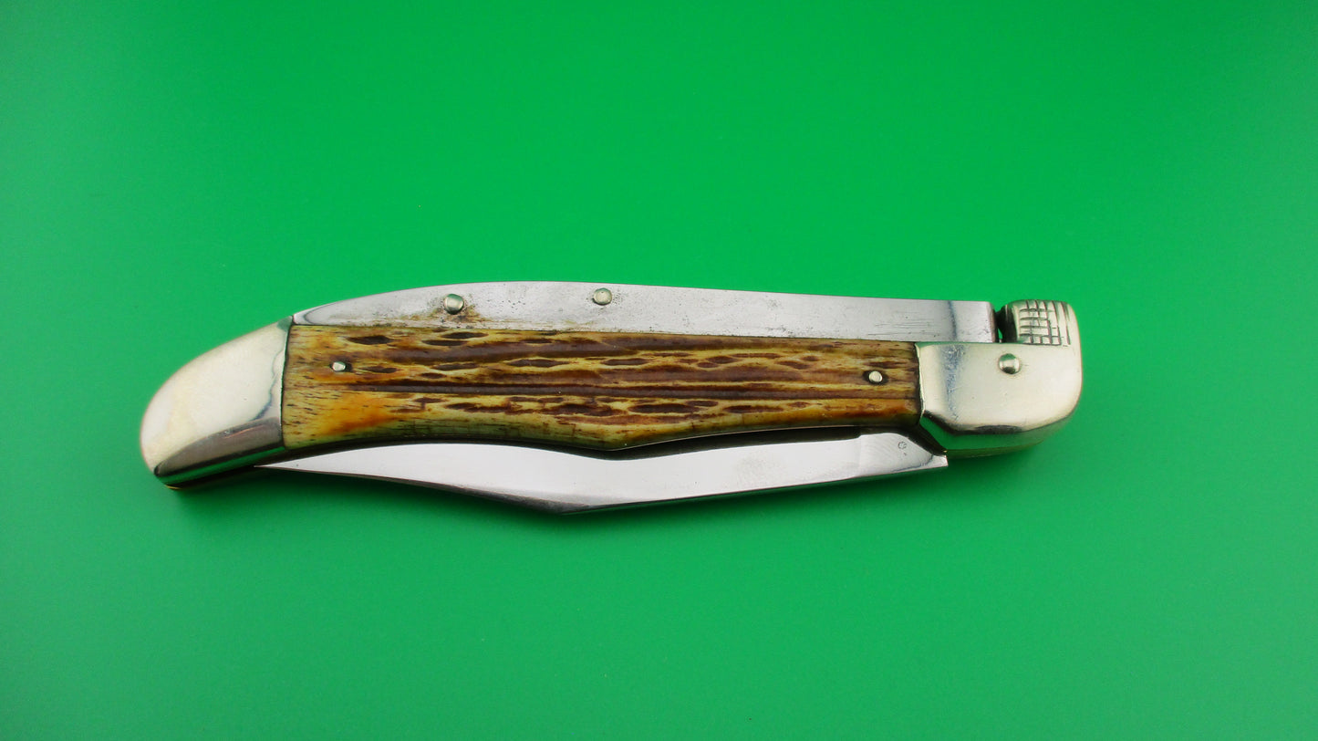 z KABAR USA Medium (Baby) GRIZZLY Winterbottom Stag Automatic knife vintage