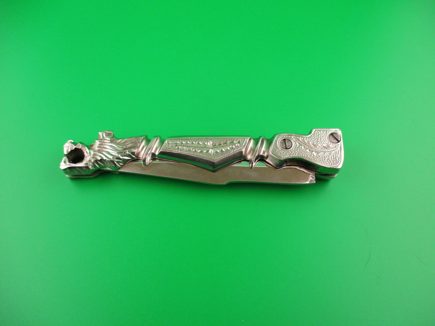 Russian 24cm Red Eyed Wolf all metal Vintage switchblade locking lever knife