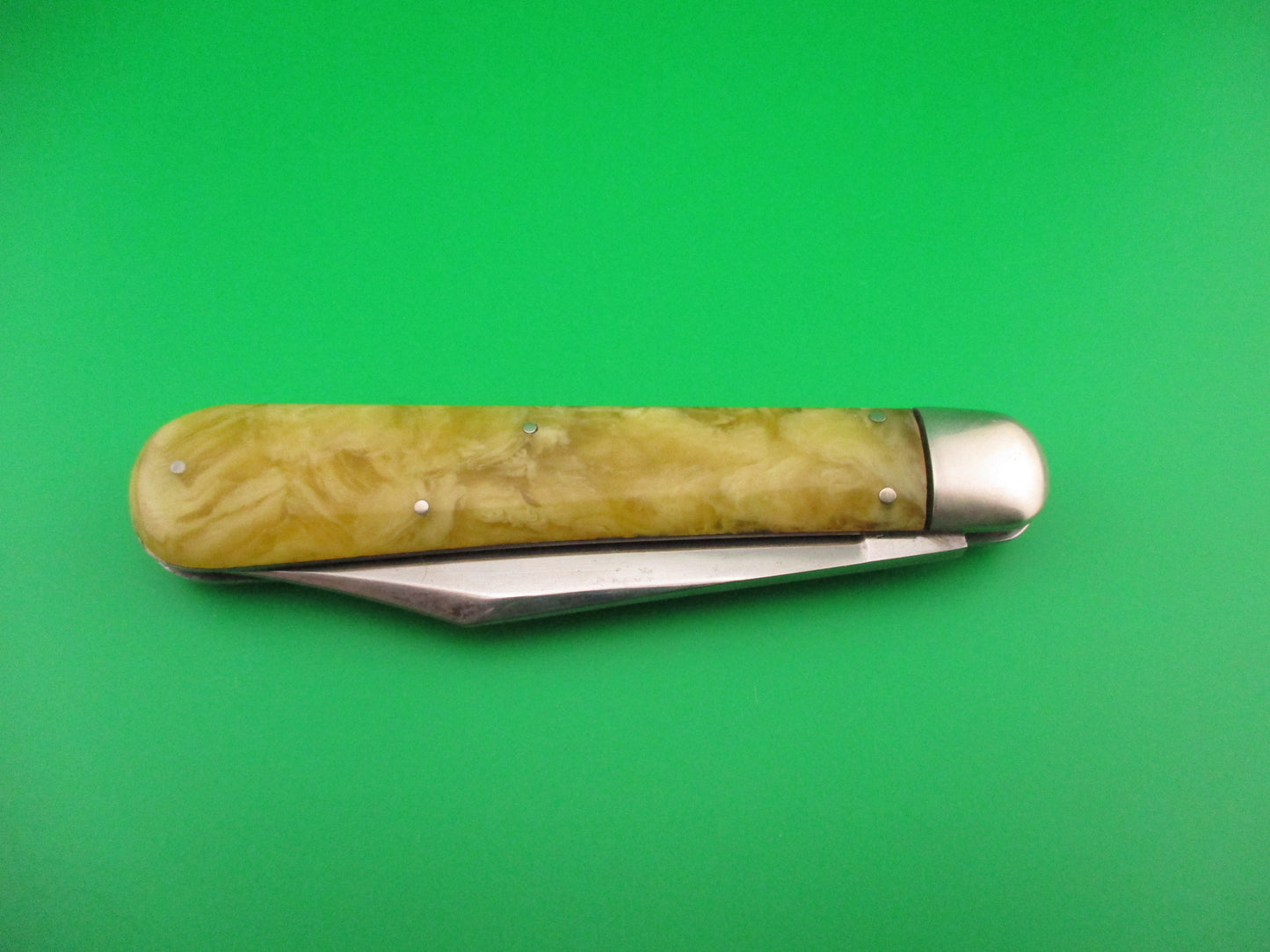 Schrade Cut Co FOREST KING Onyx Celluloid Hunter vintage 1940s automatic knife etch