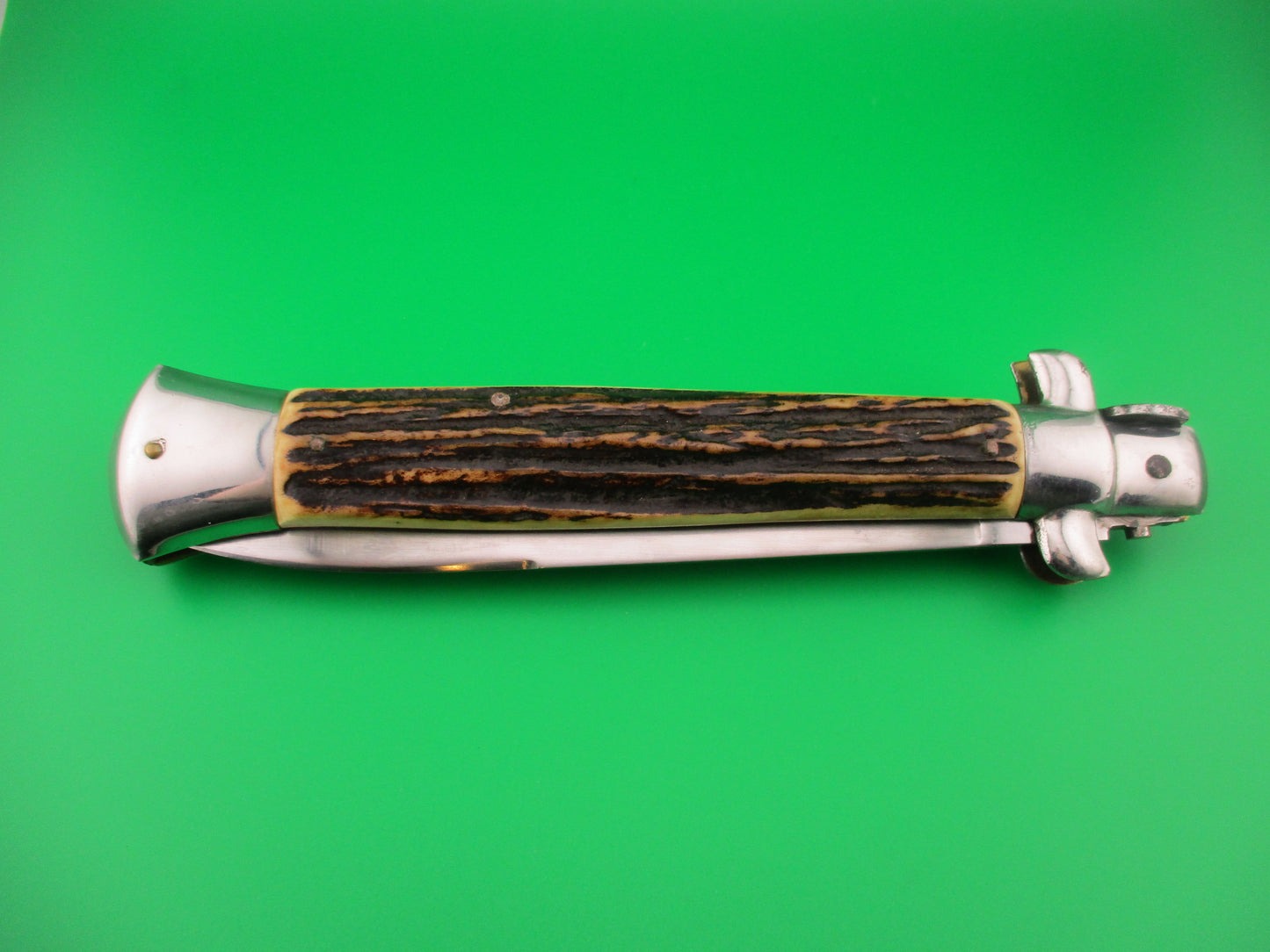 ROSTFREI 38cm Italian Transitional Stag swivel bolster vintage automatic knife