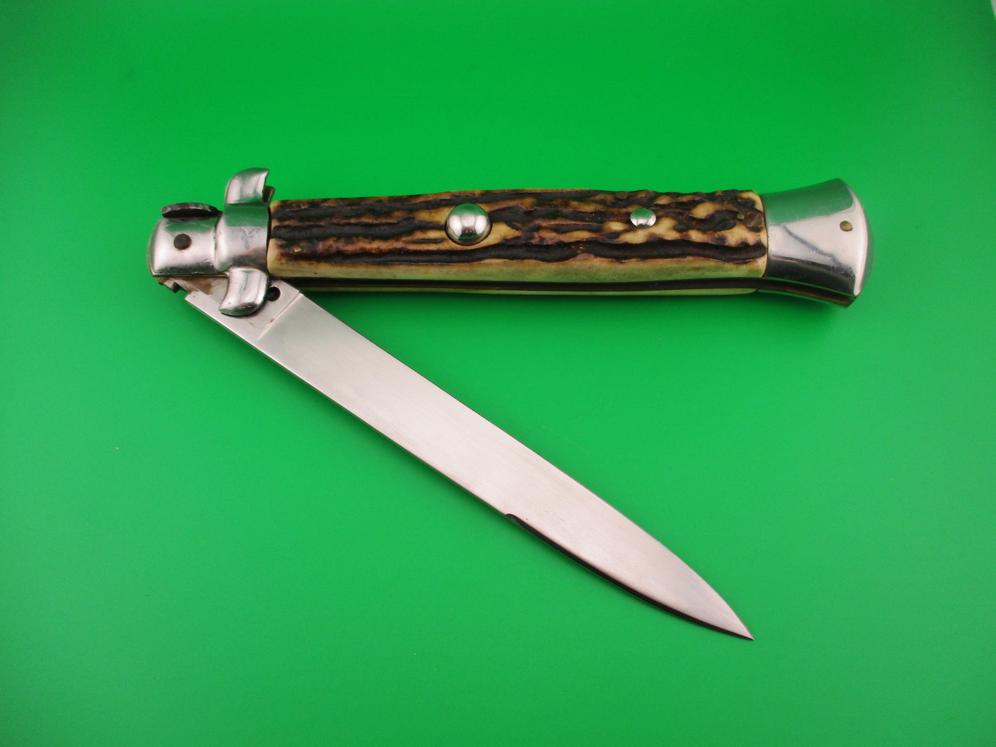 ROSTFREI 38cm Italian Transitional Stag swivel bolster vintage automatic knife