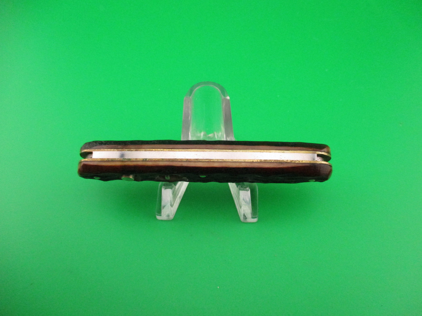 PRESTO Double Jigged bone #600S vintage automatic knife w Leather purse Near mint