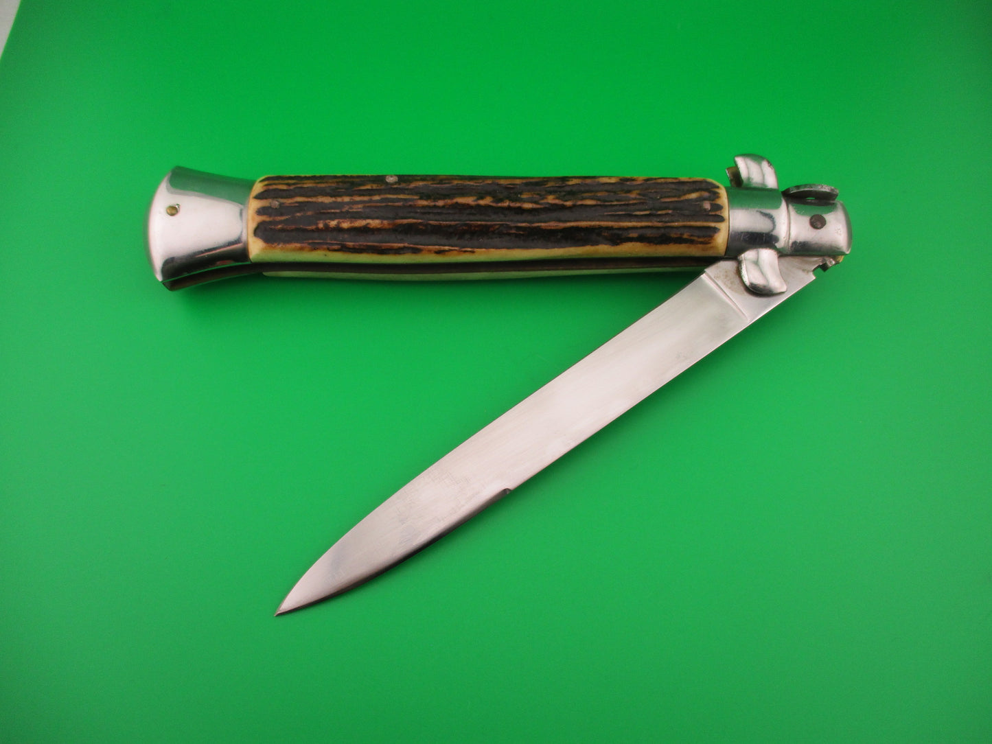 ROSTFREI 38cm Italian Transitional Stag swivel bolster vintage automatic knife