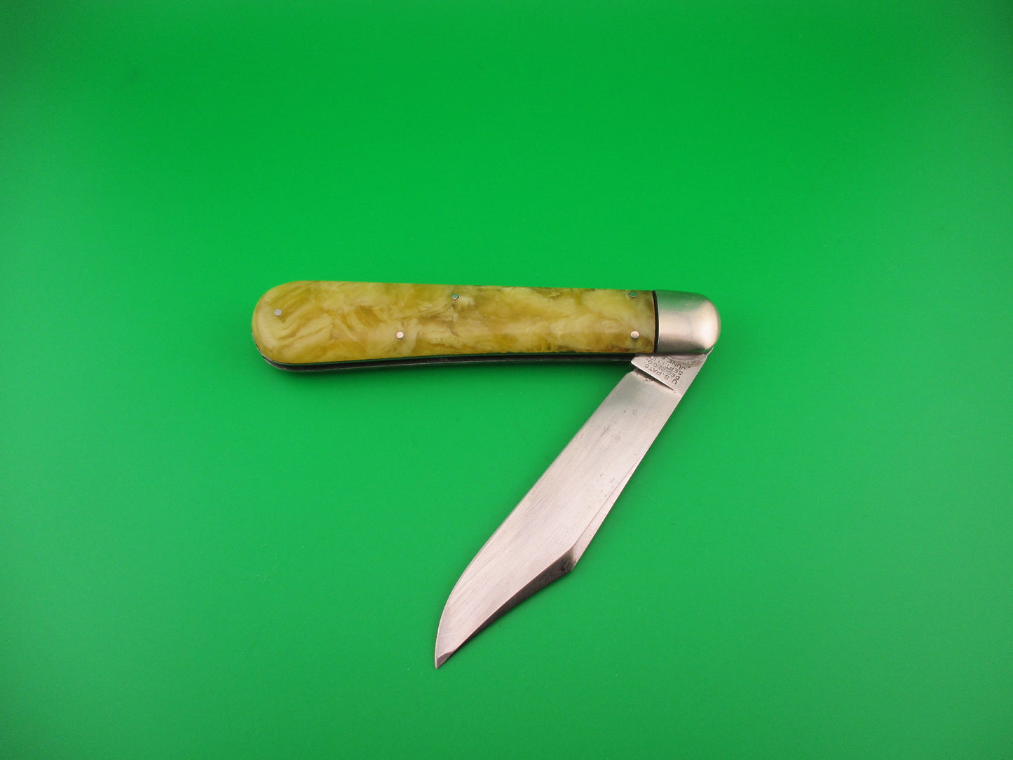Schrade Cut Co FOREST KING Onyx Celluloid Hunter vintage 1940s automatic knife etch