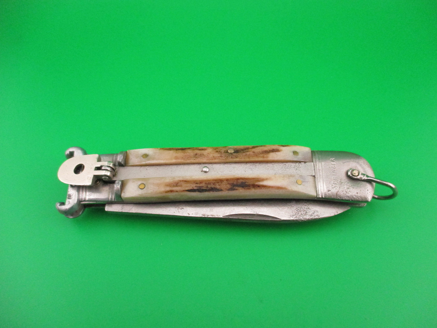 SOLINGEN GERMANY SPRINGER 20cm German Stag Shellpuller Lever automatic knife
