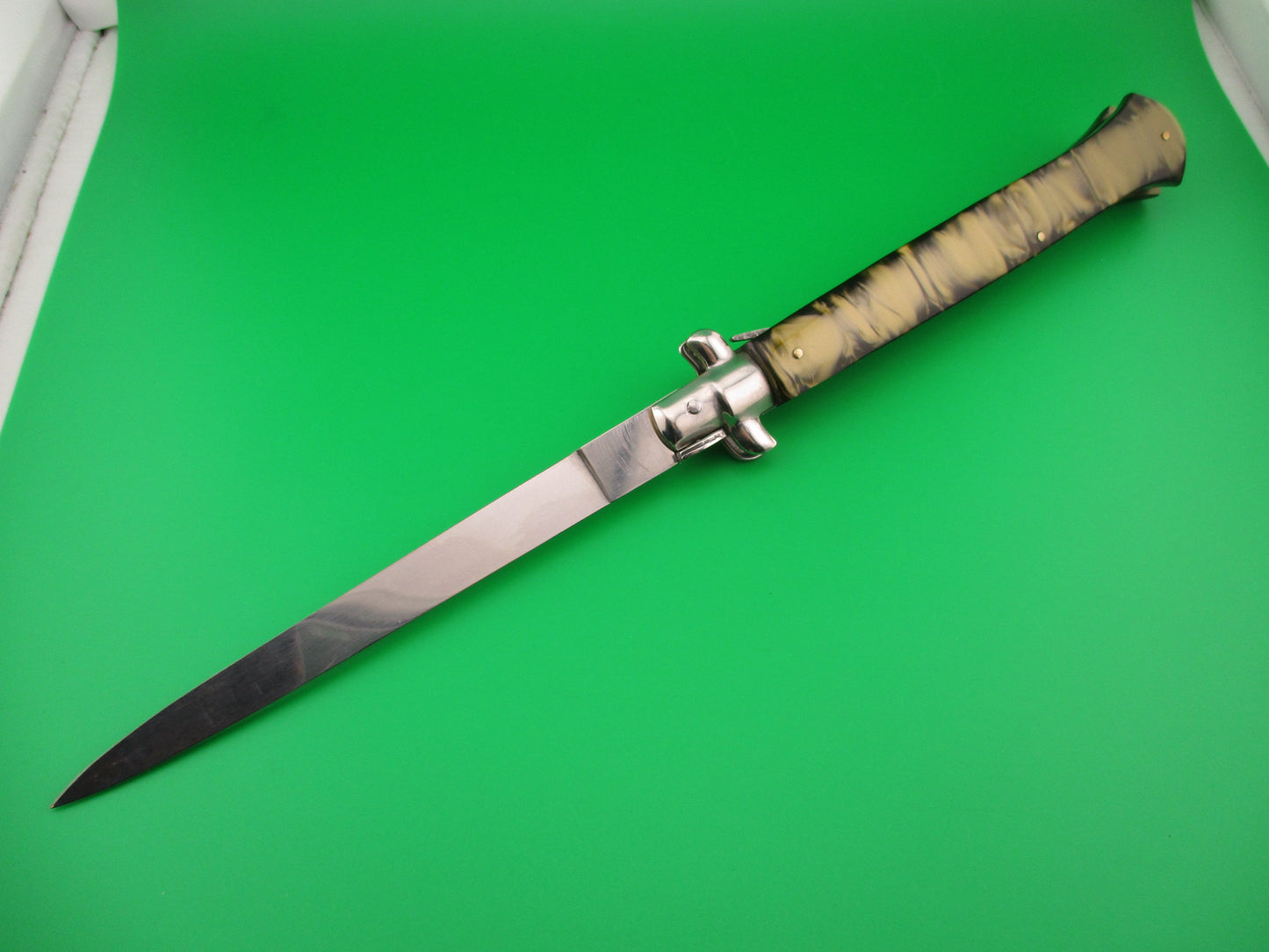 MADE IN ITALY 33cm Italian Chad Ruben Customized w Skull & Green Smoke Krinite automatic knife