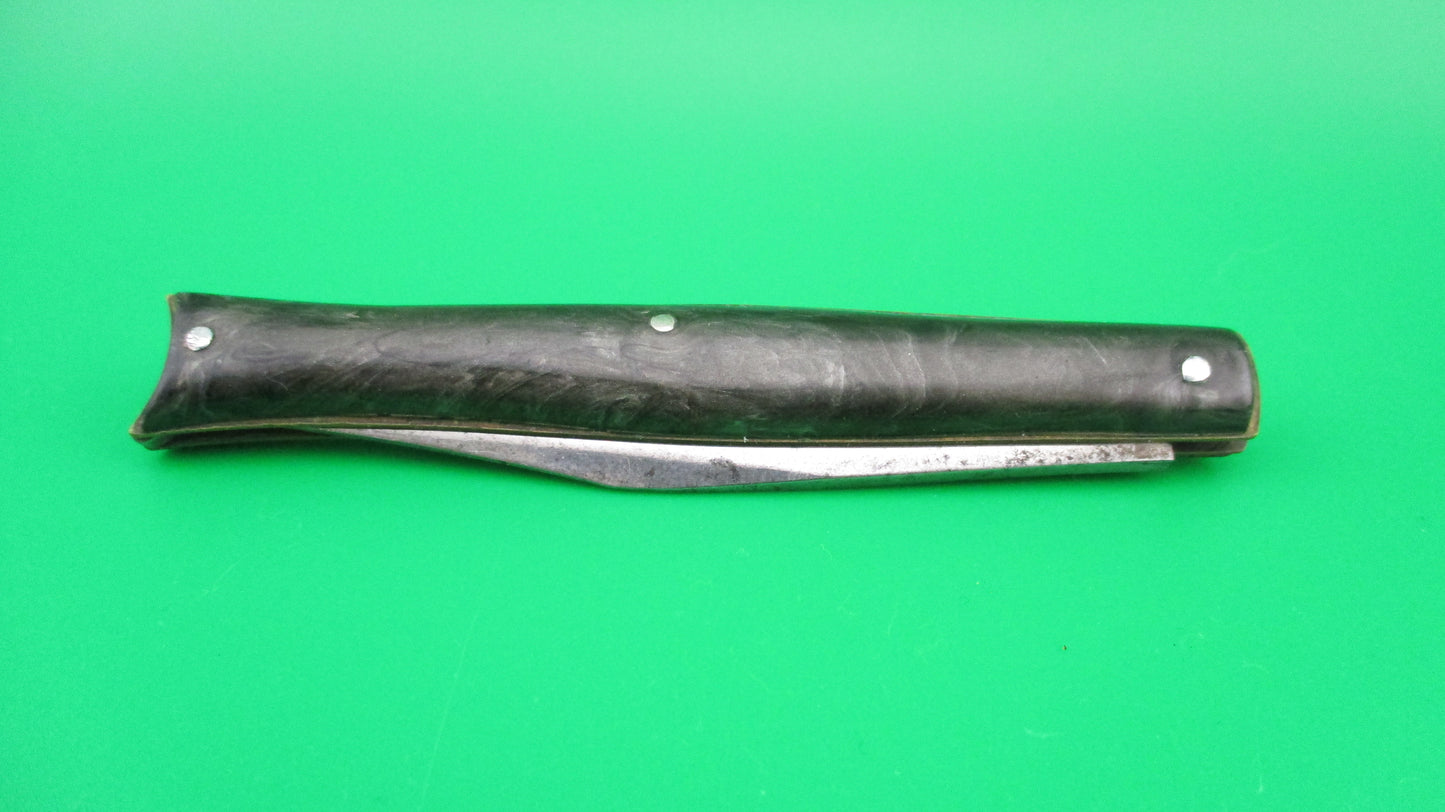 Edgemaster 1950s vintage Fishtail Black & Silver swirl automatic knife