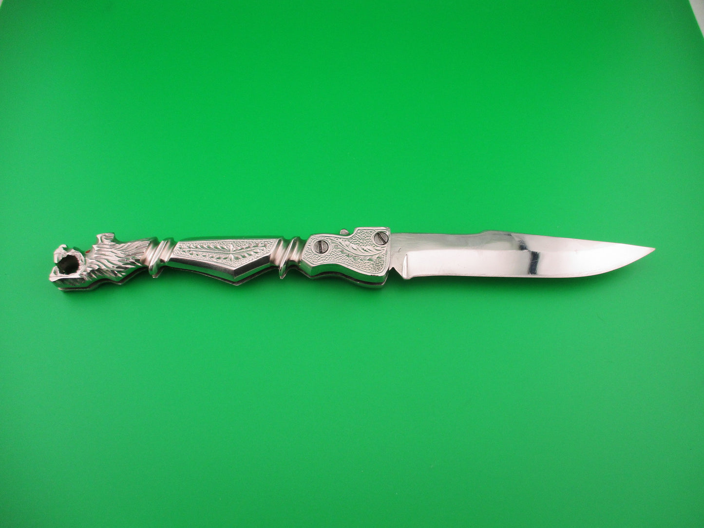 Russian 24cm Red Eyed Wolf all metal Vintage switchblade locking lever knife