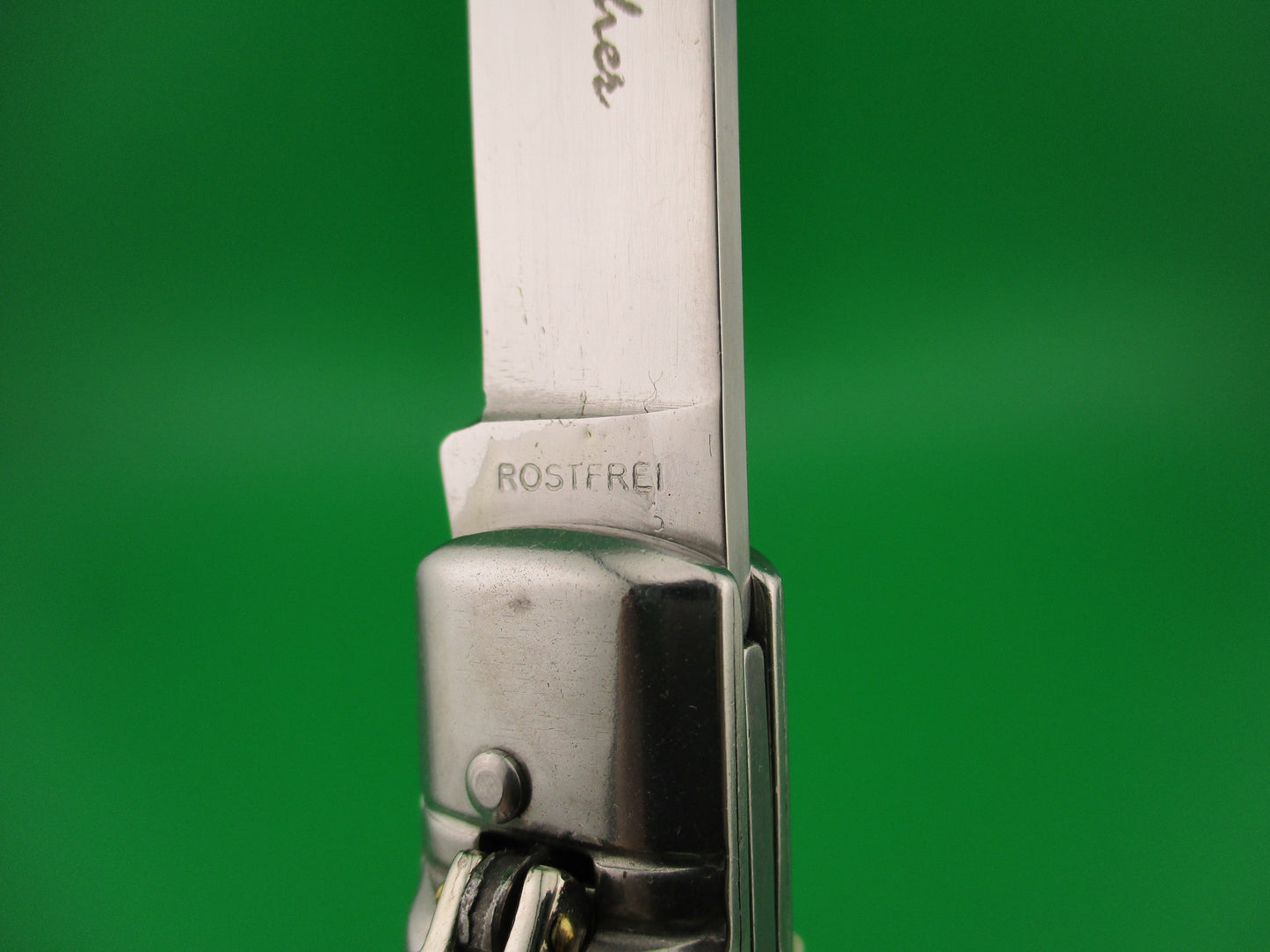 ROSTFREI Panther 20cm Italian Birds head lever automatic knife w Stag scales