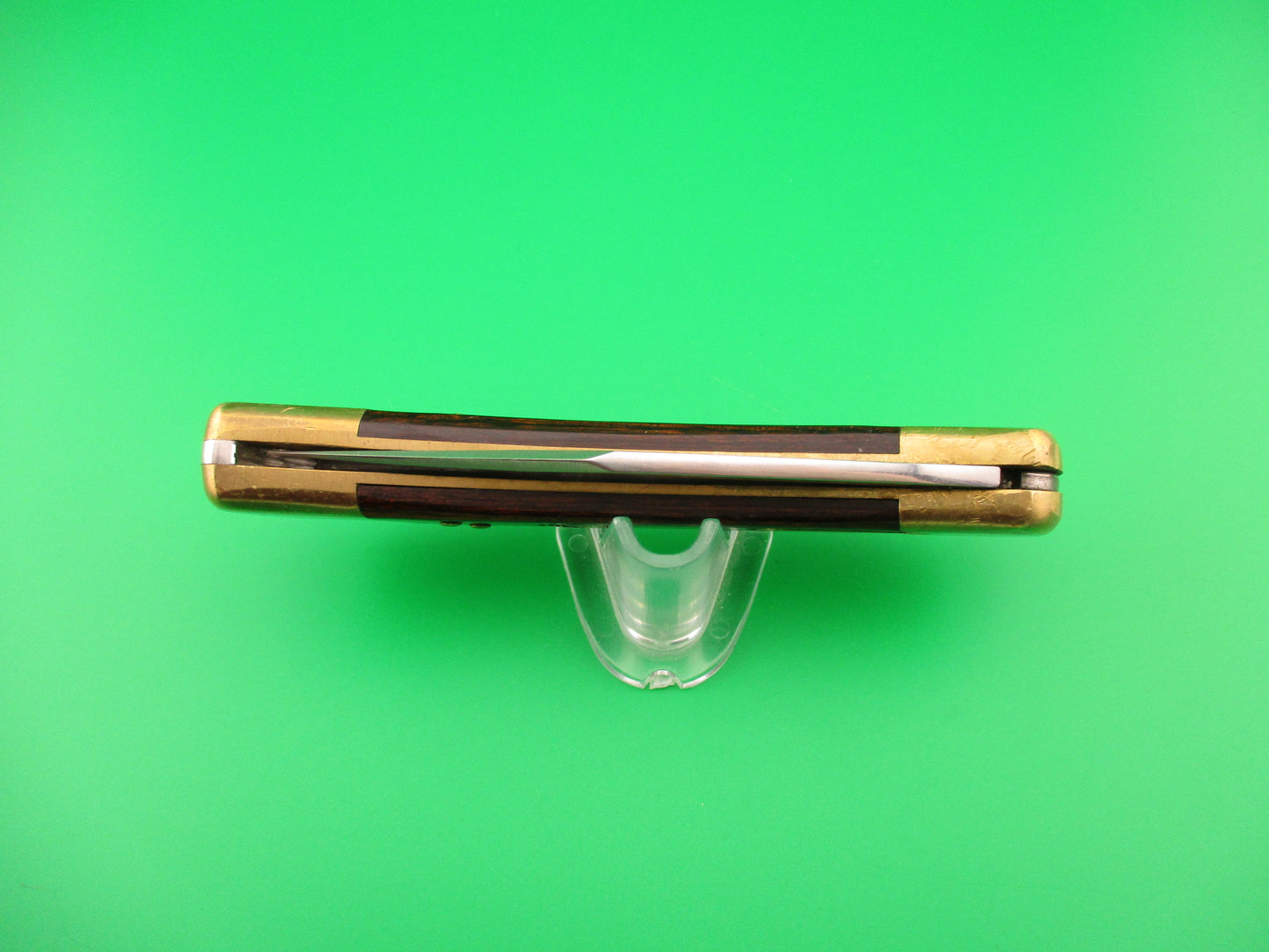 BUCK USA 110 Converted SA Wood Brass 100th Anniversary lockback automatic knife