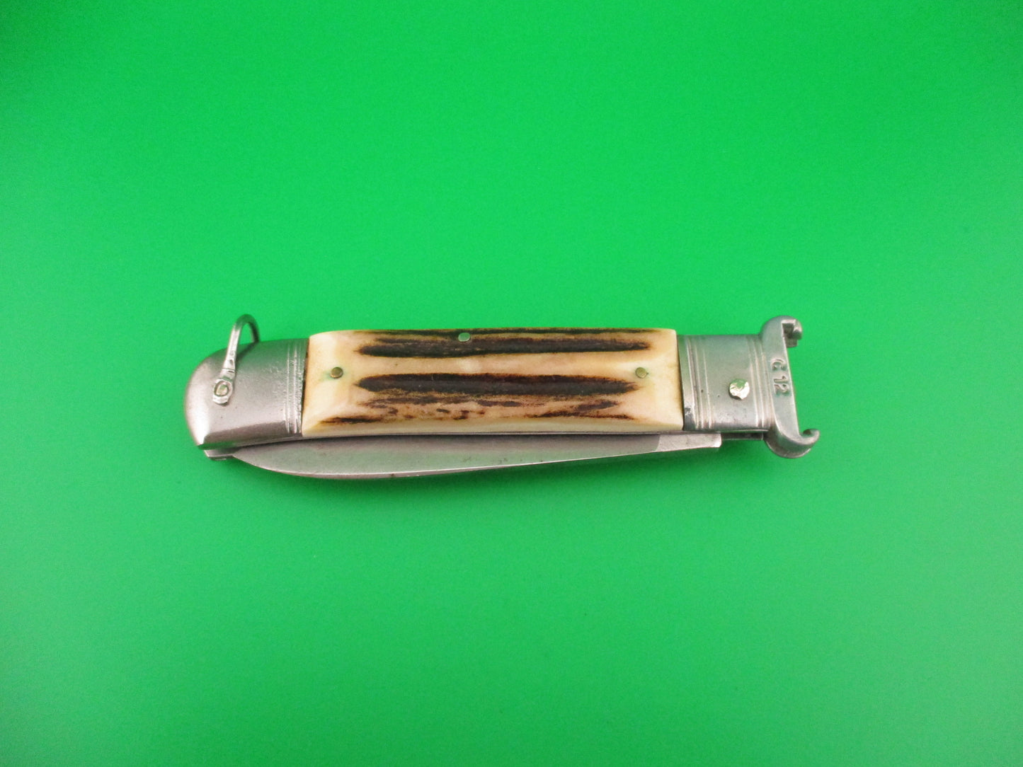 SOLINGEN GERMANY SPRINGER 20cm German Stag Shellpuller Lever automatic knife