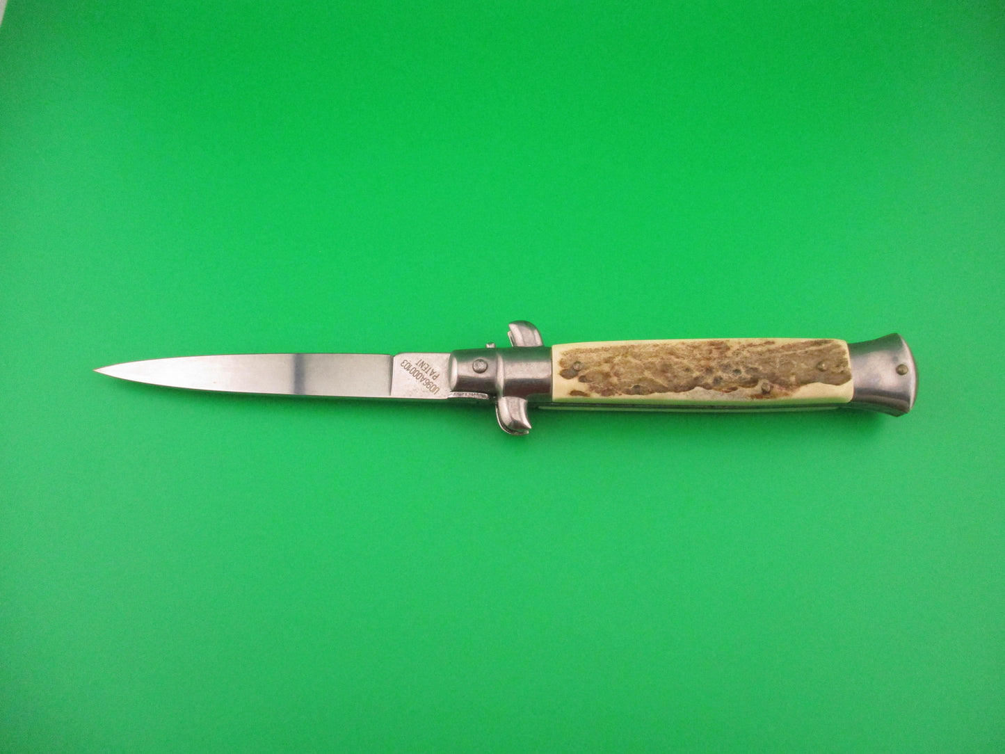 STAINLESS (slant) UD96A000103 PATENT 23cm Italian Stiletto bolster release switchblade