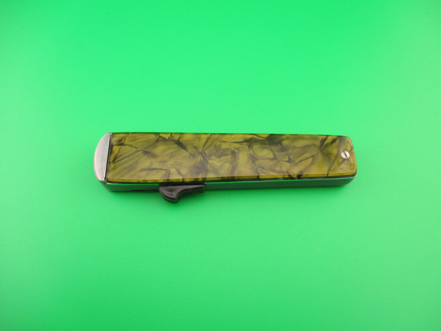 MIKOV 20cm CZECH Republic 1960s vintage OTF Green Pearlex DA automatic knife