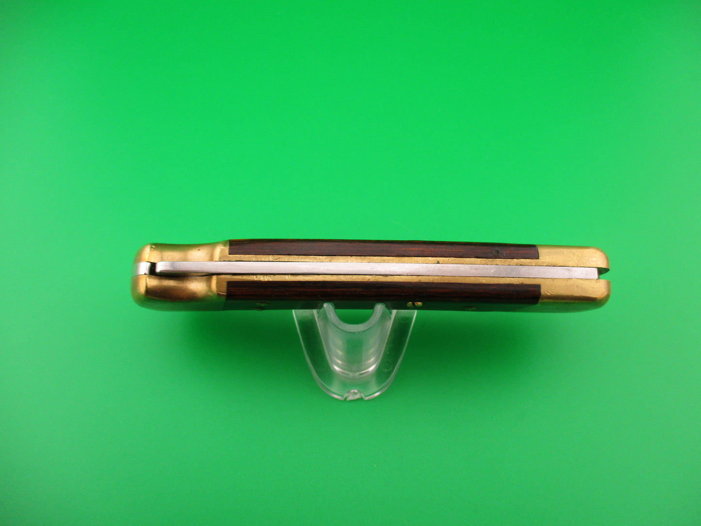 BUCK USA 110 Converted SA Wood Brass 100th Anniversary lockback automatic knife