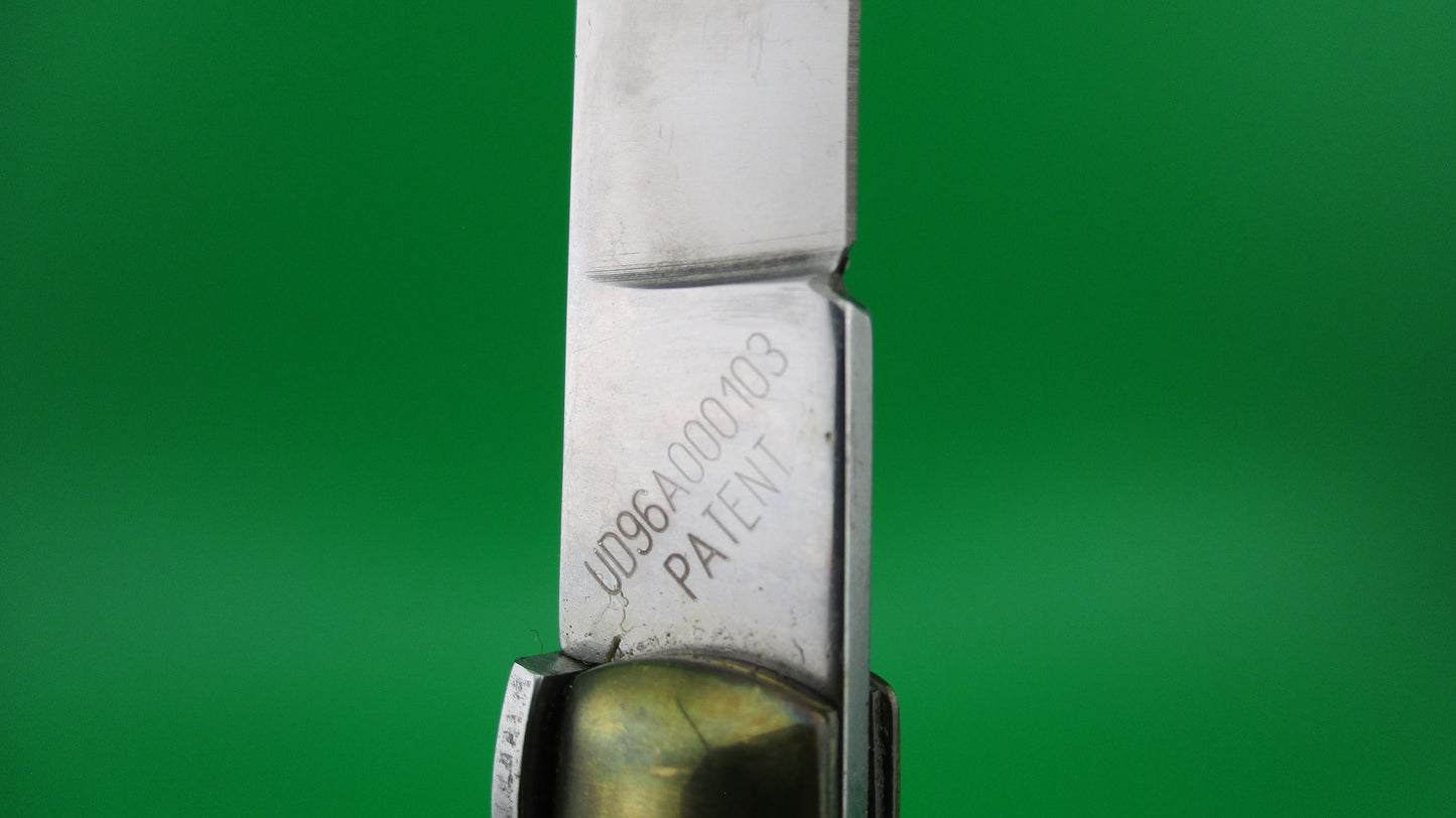 z STAINLESS (slant) 23cm Italian Bolster Release Brass Rams horn automatic knife