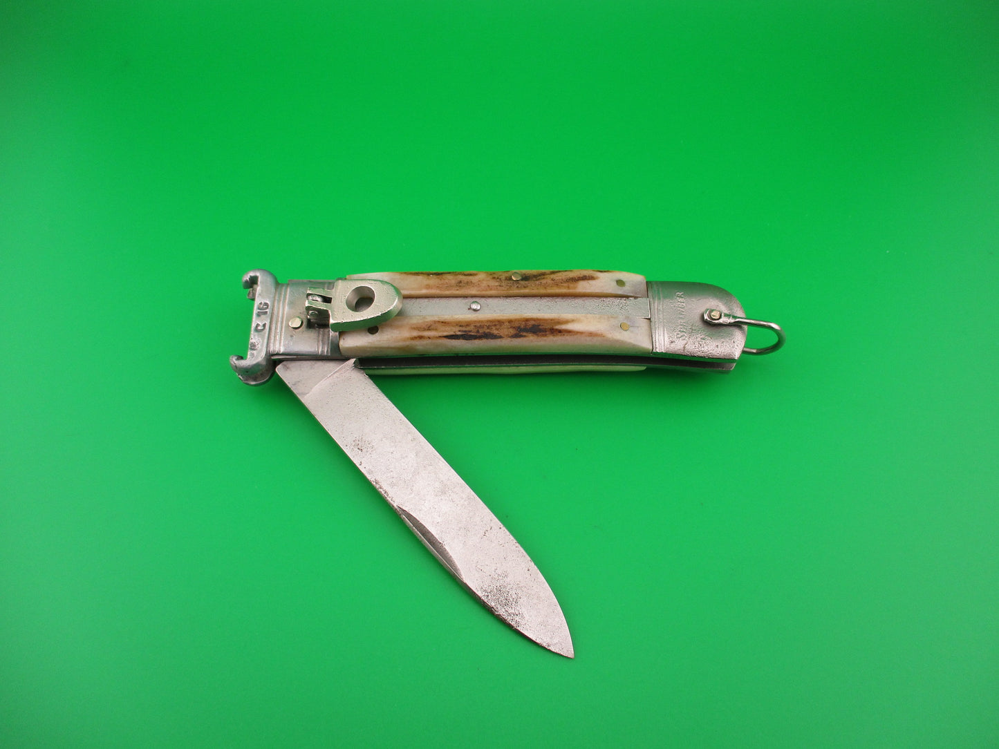 SOLINGEN GERMANY SPRINGER 20cm German Stag Shellpuller Lever automatic knife