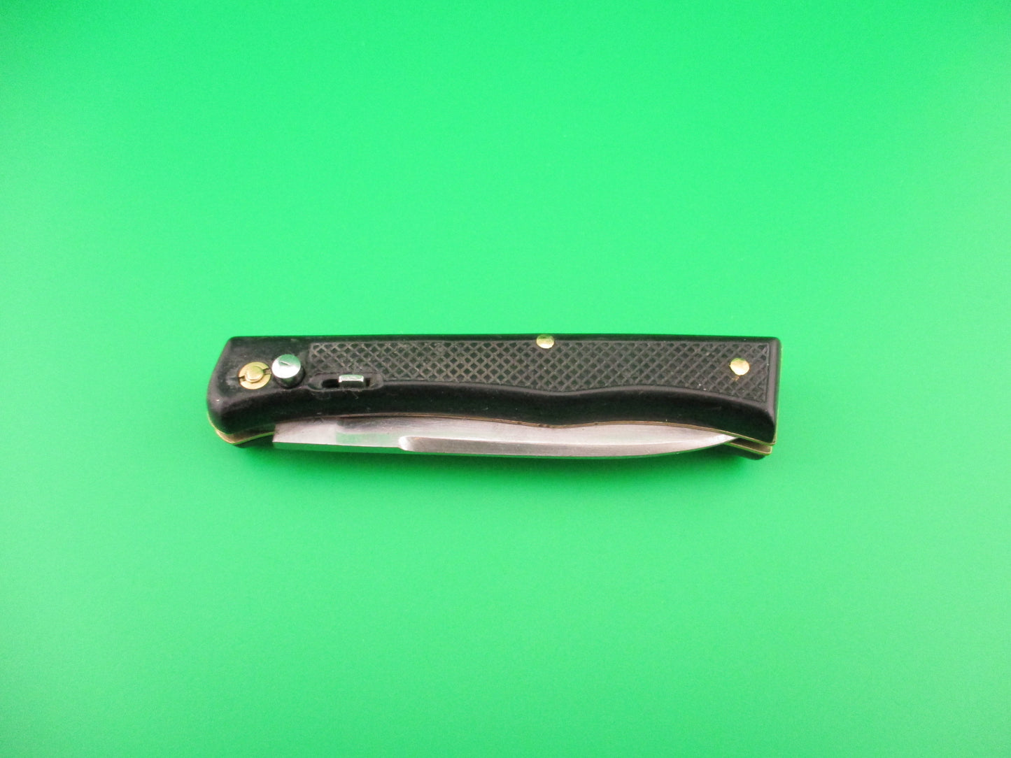 INOX 17cm French Florinox Black checkered Vintage automatic knife