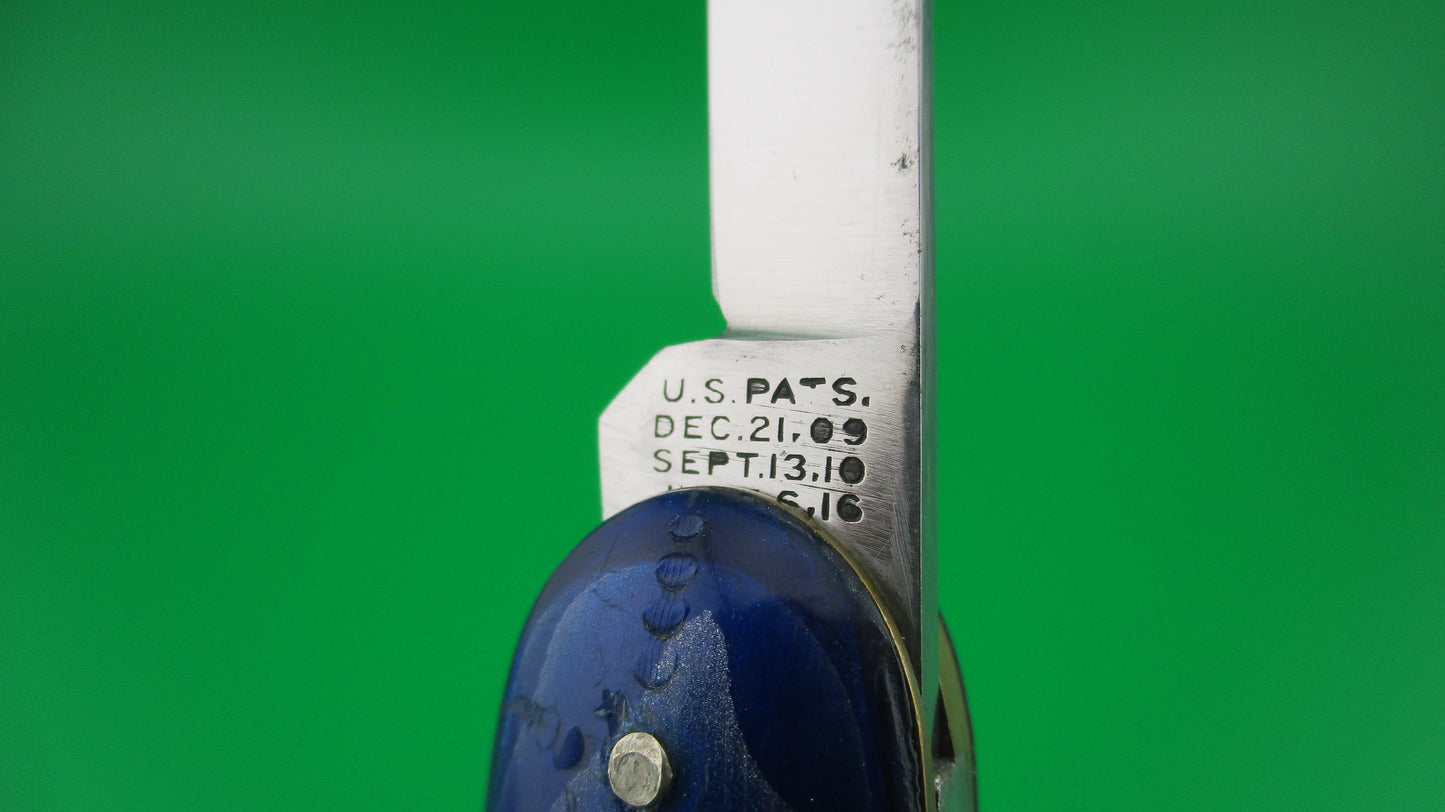 Z SCHRADE CUT CO Large Double Blue Waterfall celluloid switchblade
