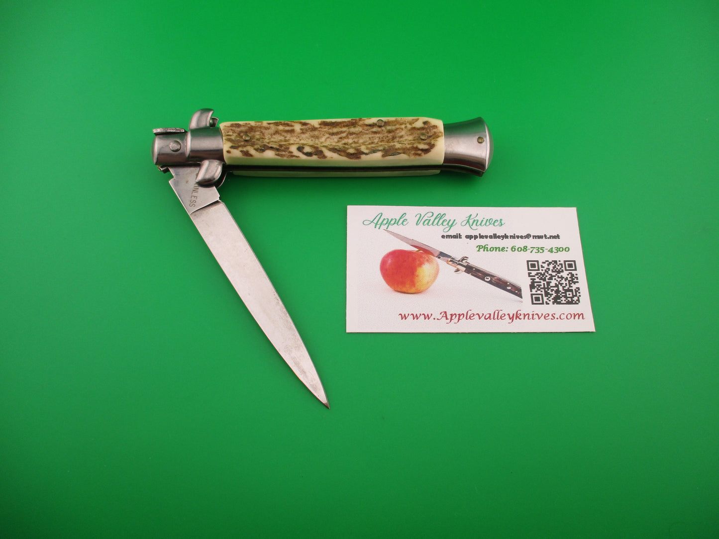 STAINLESS (slant) UD96A000103 PATENT 23cm Italian Stiletto bolster release switchblade