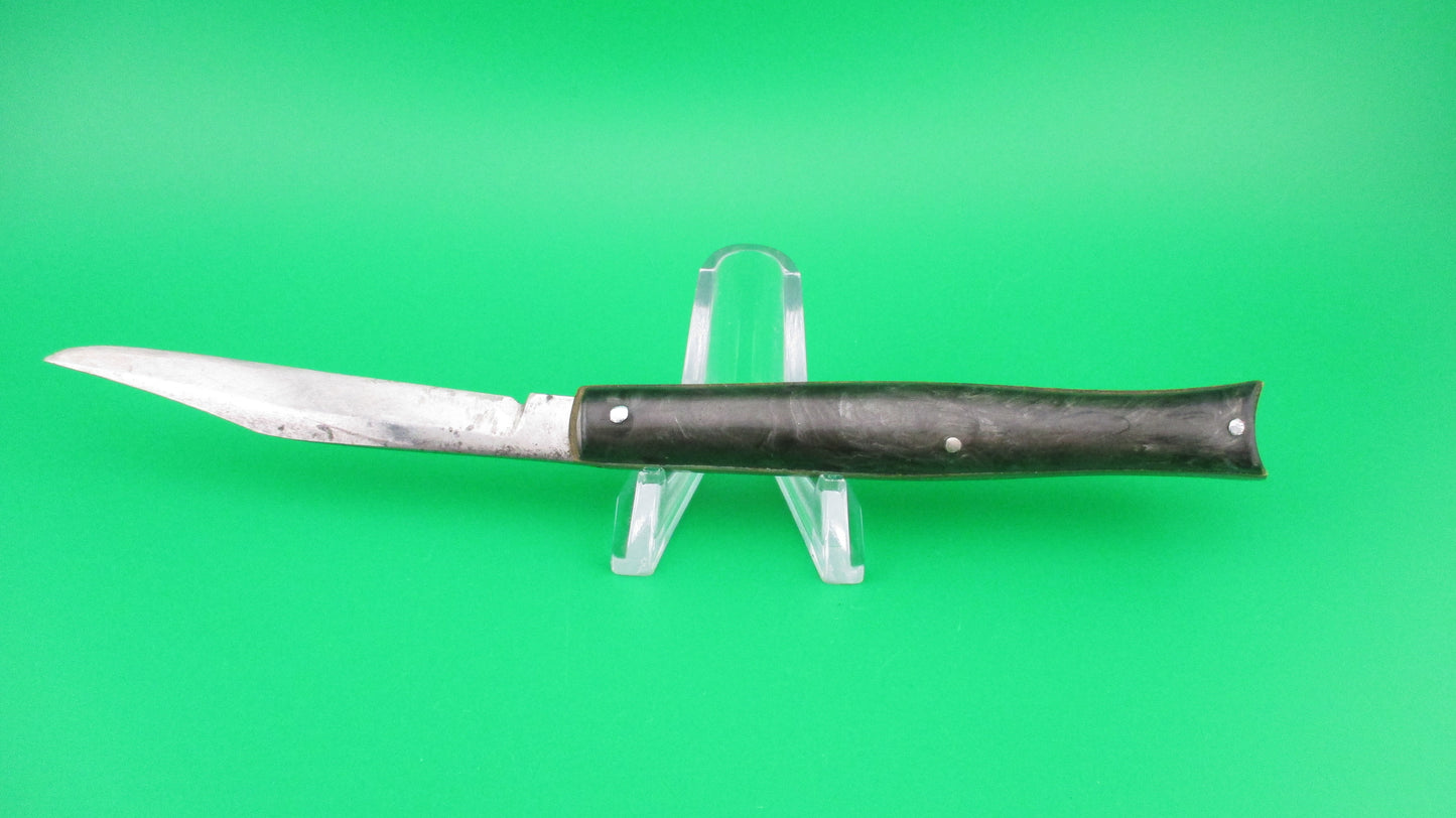 Edgemaster 1950s vintage Fishtail Black & Silver swirl automatic knife