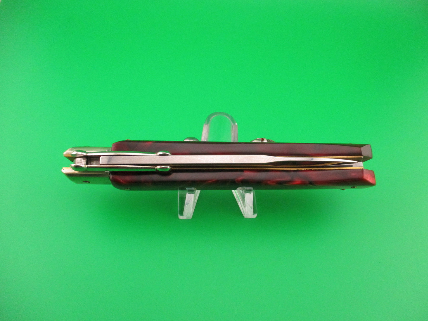 AGA CAMPOLIN 23cm Italian Swing Guard Custom Red Pearl Kirinite SKULL automatic knife