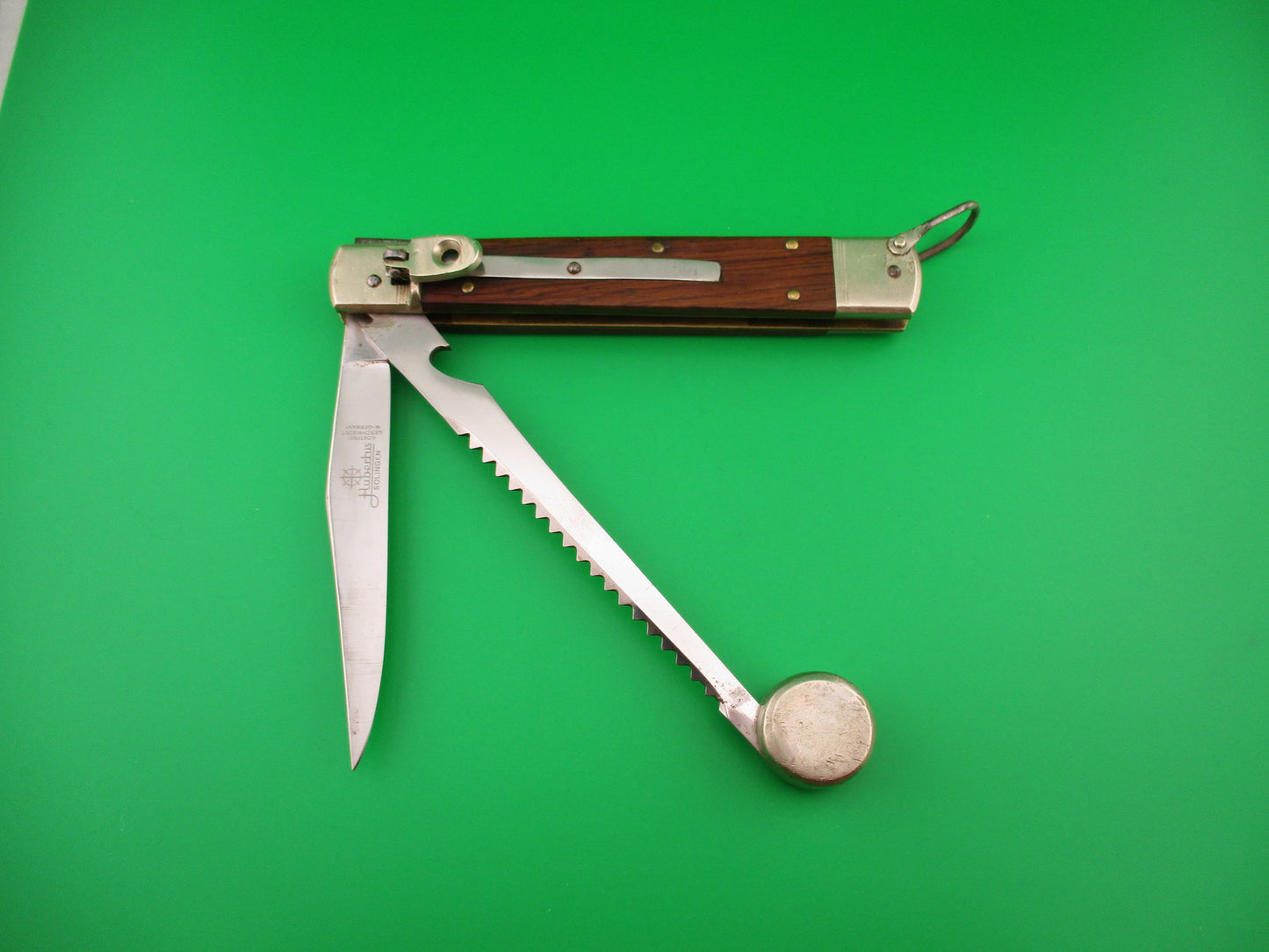 Hubertus Solingen 14cm West German Rostfrei Fish Knocker Fisherman's Lever switchblade