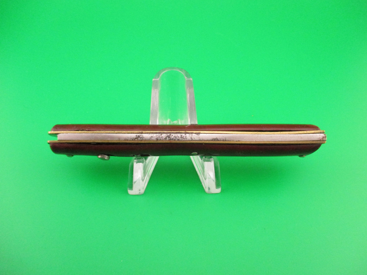 Edgemaster Fishtail Burgundy swirl 1950s vintage switchblade knife