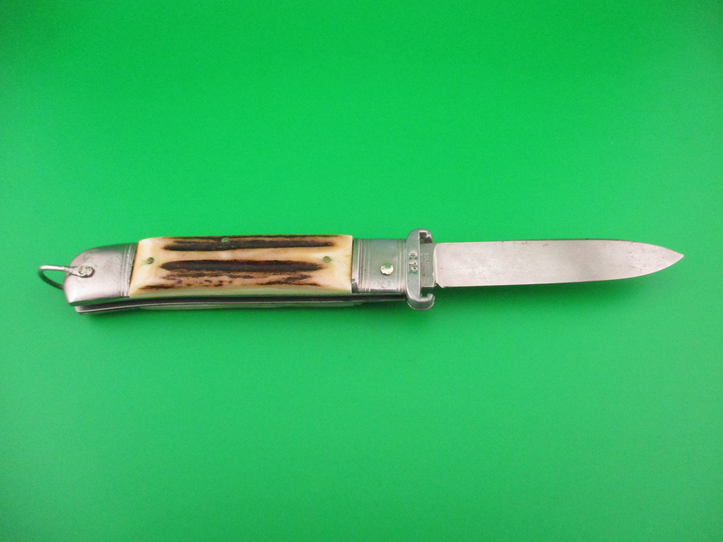 SOLINGEN GERMANY SPRINGER 20cm German Stag Shellpuller Lever automatic knife