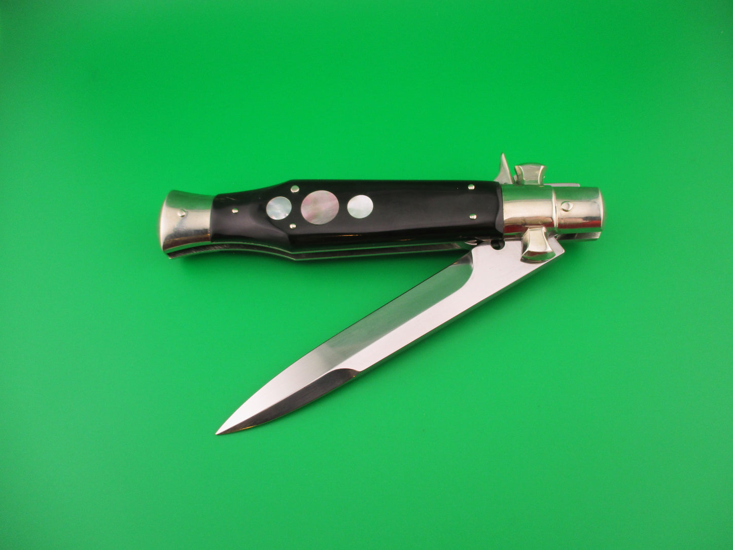 AGA CAMPOLIN ITALY 29cm Italian BLACK WIDOW Fulcrum Wasp Square button automatic knife