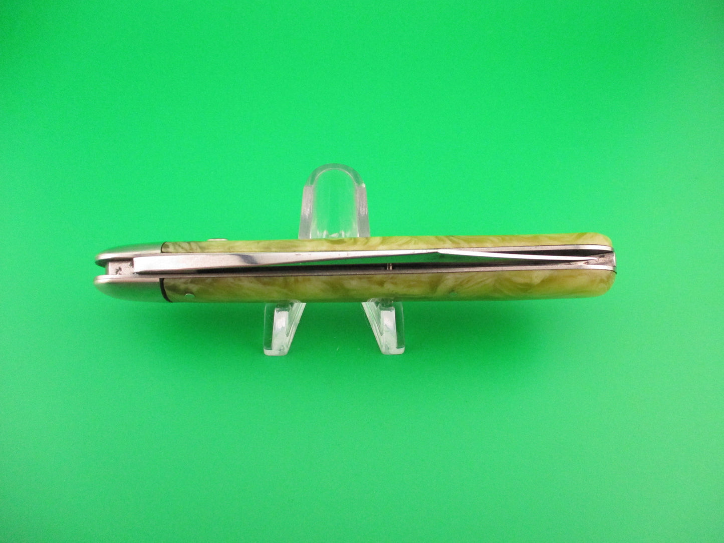 Schrade Cut Co FOREST KING Onyx Celluloid Hunter vintage 1940s automatic knife etch