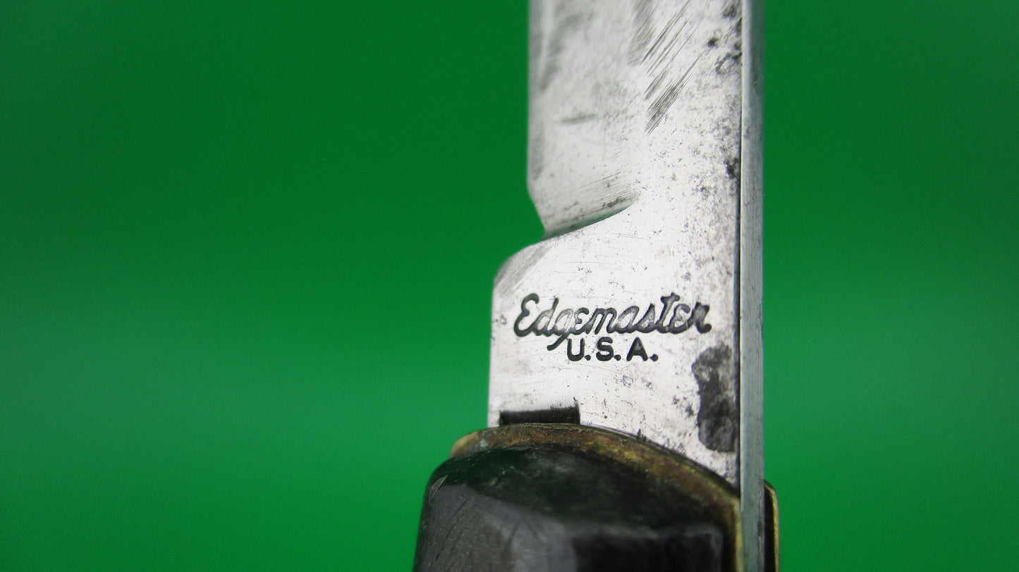 Edgemaster 1950s vintage Fishtail Black & Silver swirl automatic knife