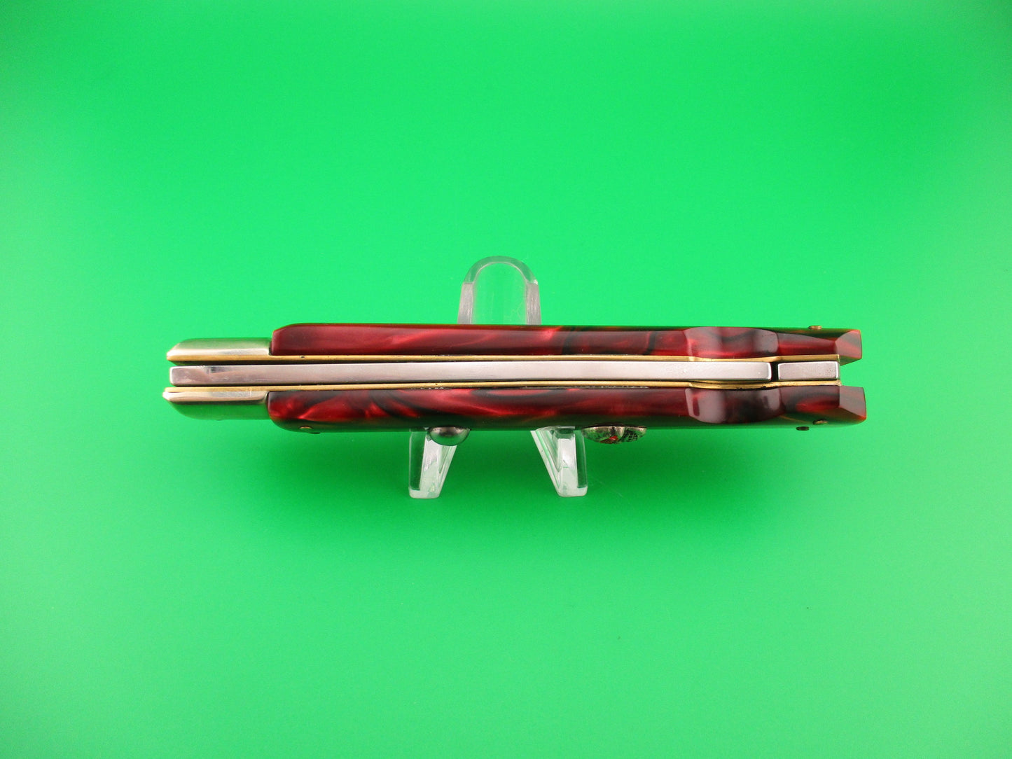 AGA CAMPOLIN 23cm Italian Swing Guard Custom Red Pearl Kirinite SKULL automatic knife