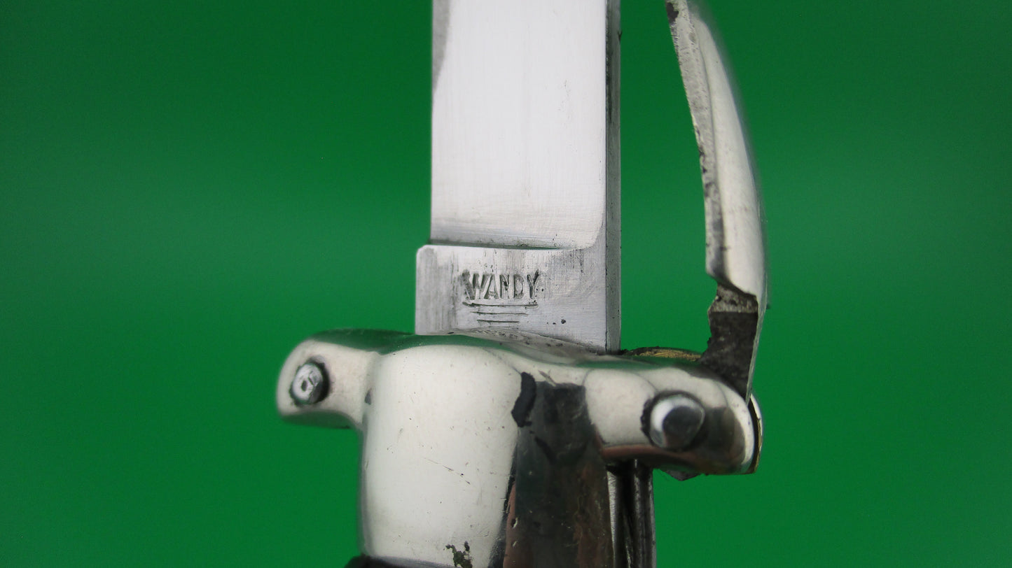 WANDY INOX 21cm Italian Trapdoor OTF vintage green horn automatic knife