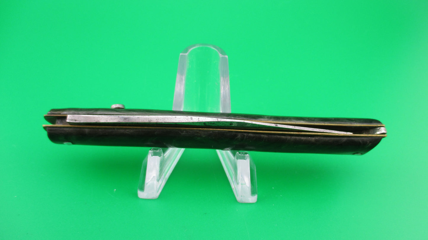 Edgemaster 1950s vintage Fishtail Black & Silver swirl automatic knife