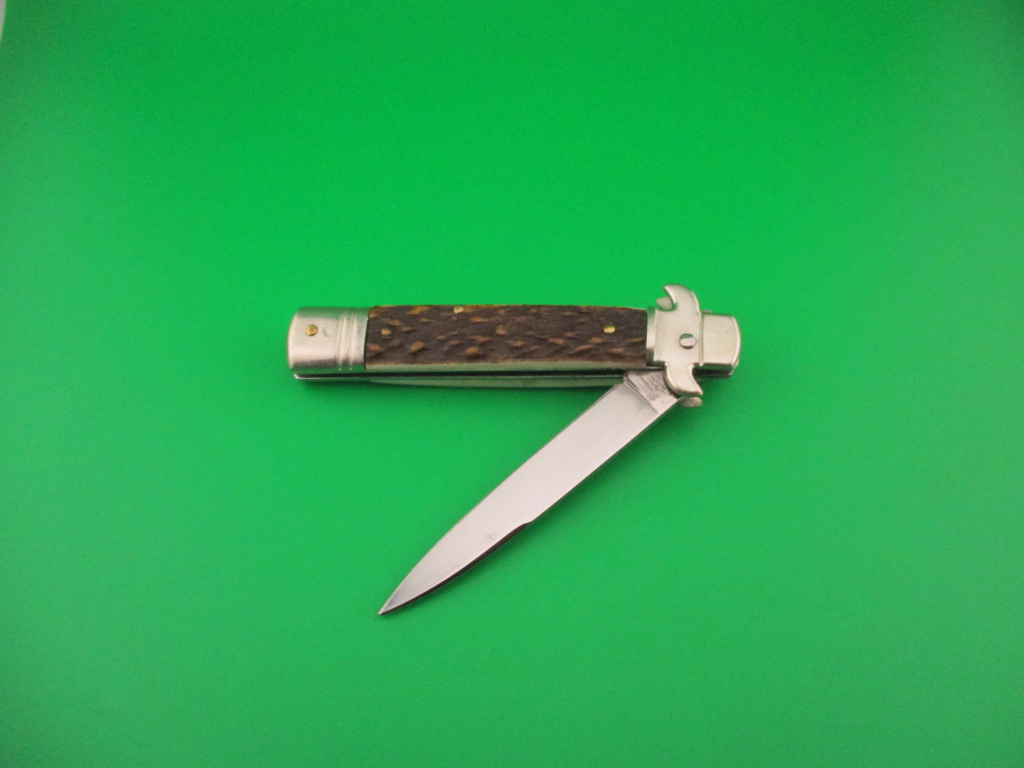 z Leverletto by Bill DeShivs AKC Italy 20cm Italian Stag lever guards automatic knife