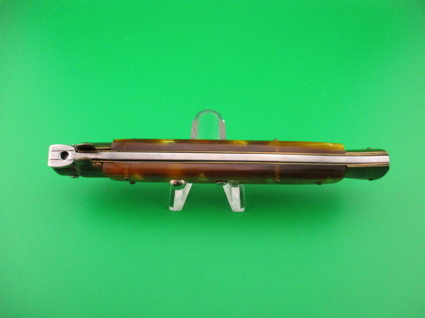 STILETTO ITALY 28cm Italian GOLD Pearlex & Brass Bayonet automatic knife NOS