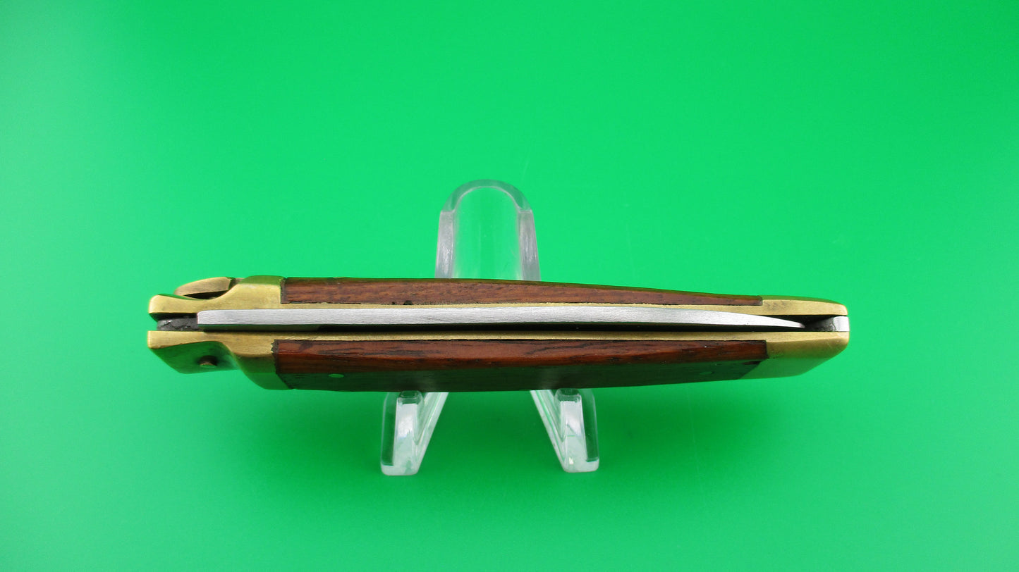 SHARP STAINLESS 19cm Lever automatic knife wood scales & brass bolsters
