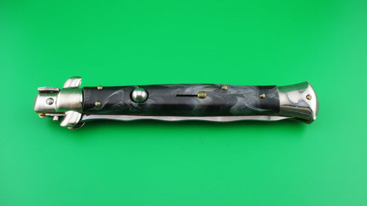 z ITALY INOX 28cm Italian Stiletto KRIS black & gray swirl switchblade knife