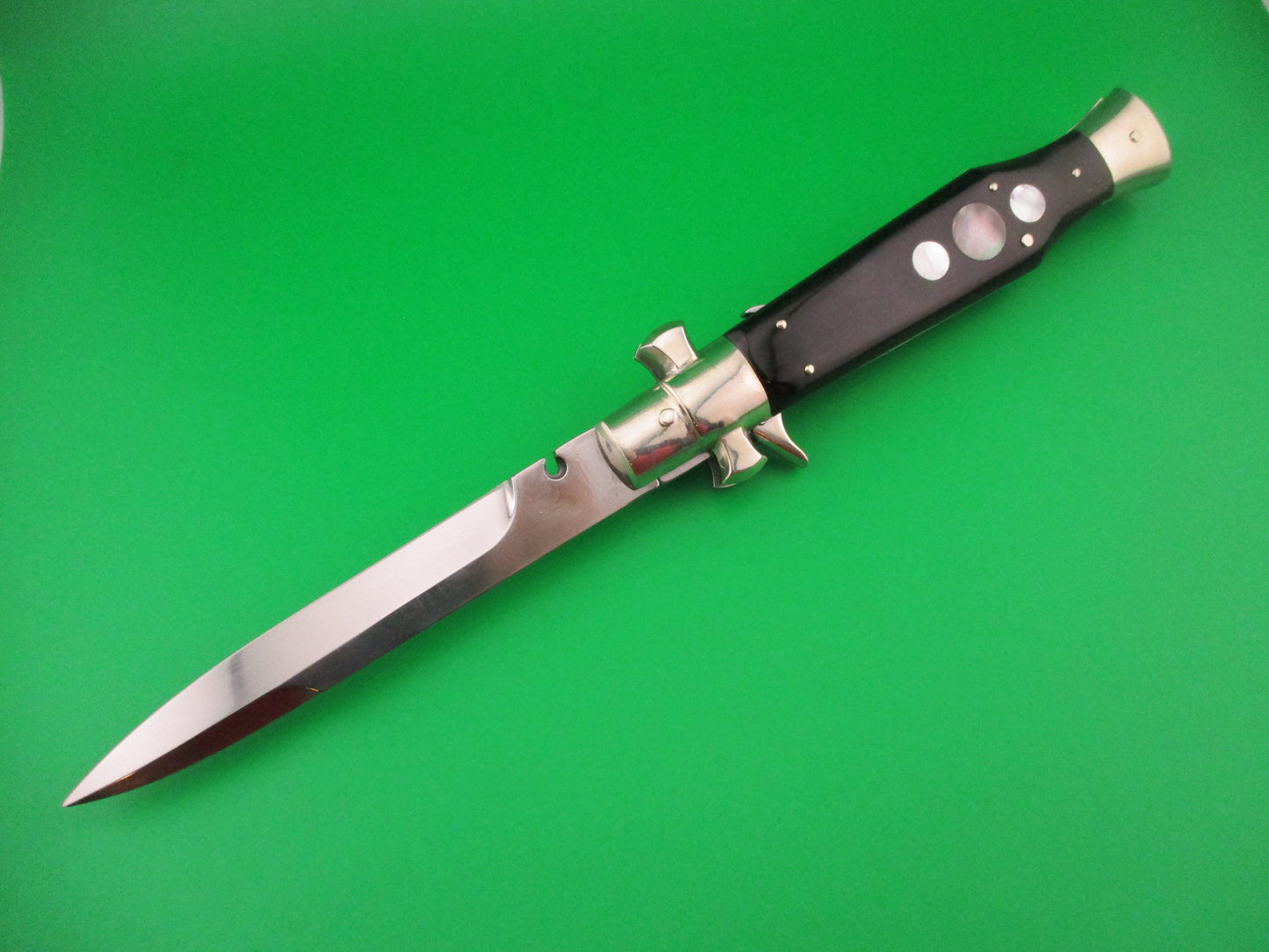 AGA CAMPOLIN ITALY 29cm Italian BLACK WIDOW Fulcrum Wasp Square button automatic knife