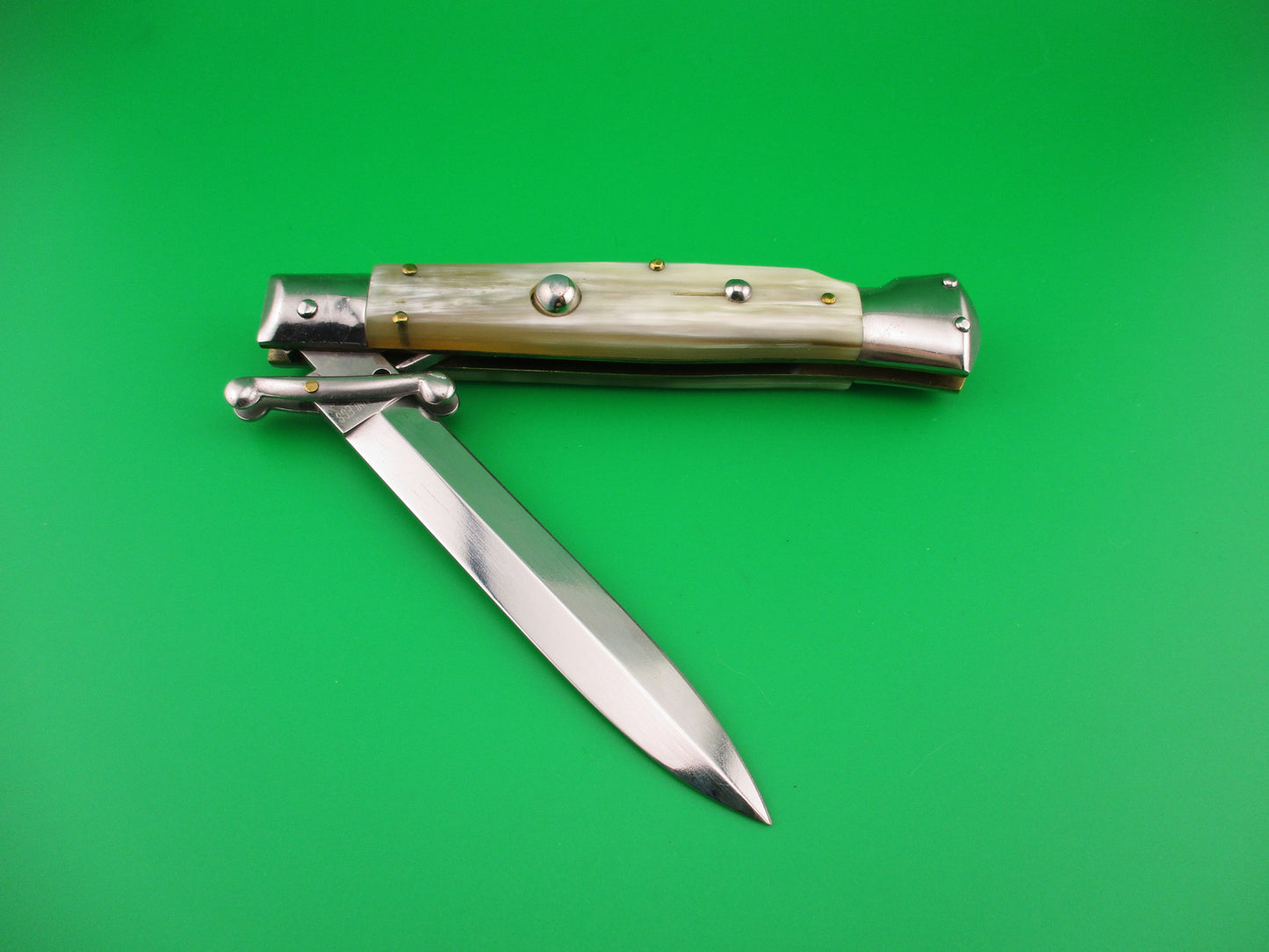 STAINLESS ITALY 23cm Italian Dagger blade Swing Guard Honey Horn automatic knife