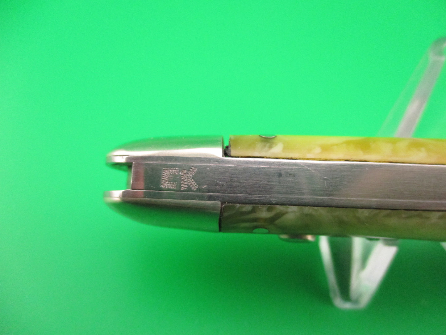 Schrade Cut Co FOREST KING Onyx Celluloid Hunter vintage 1940s automatic knife etch