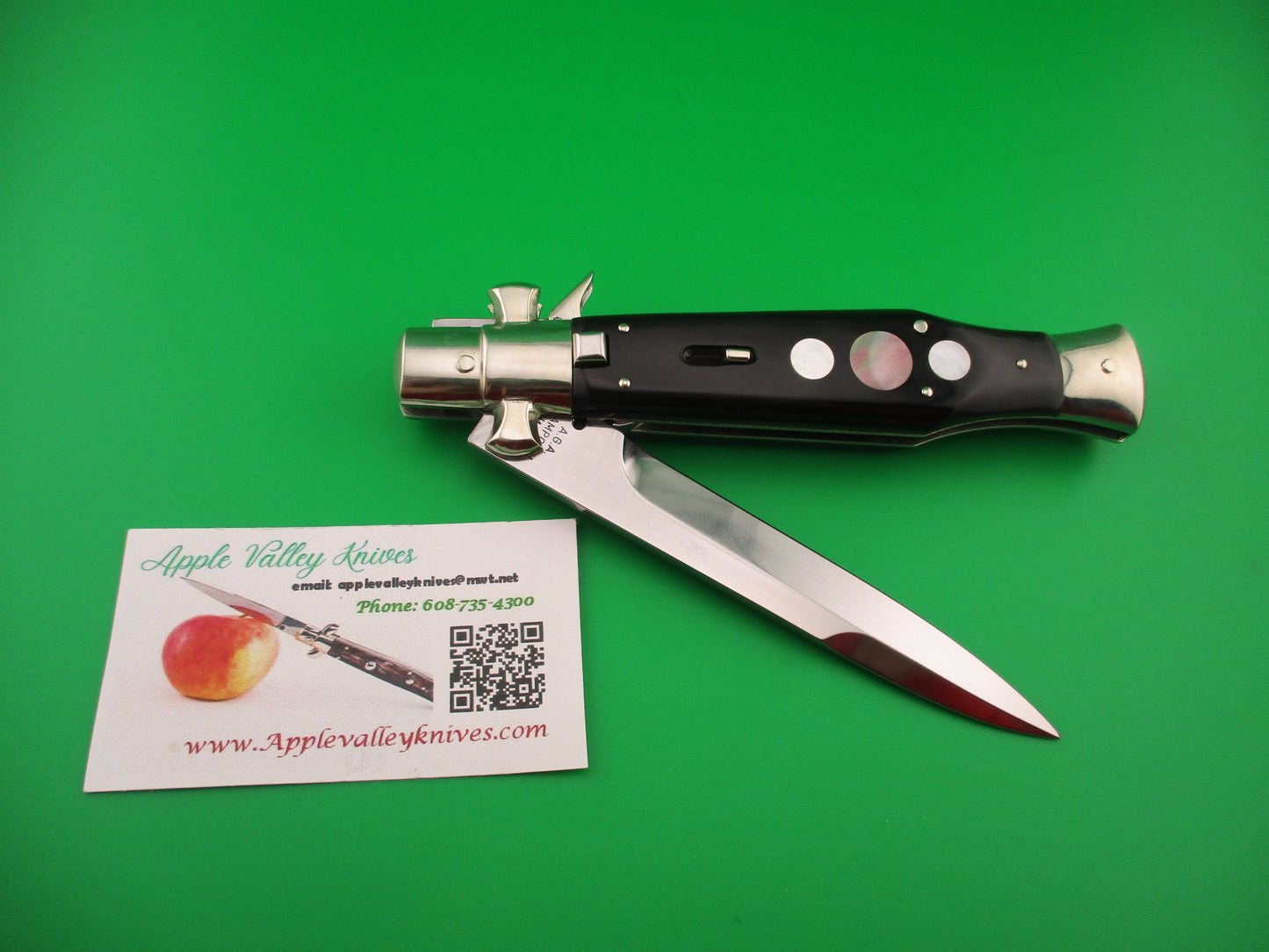 AGA CAMPOLIN ITALY 29cm Italian BLACK WIDOW Fulcrum Wasp Square button automatic knife